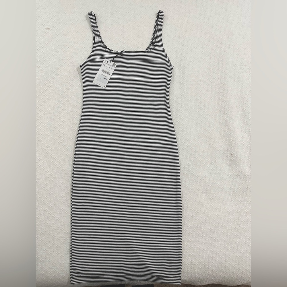 ZARA TRAFALUC Women’s Striped Bodycon Dress | Size USA M